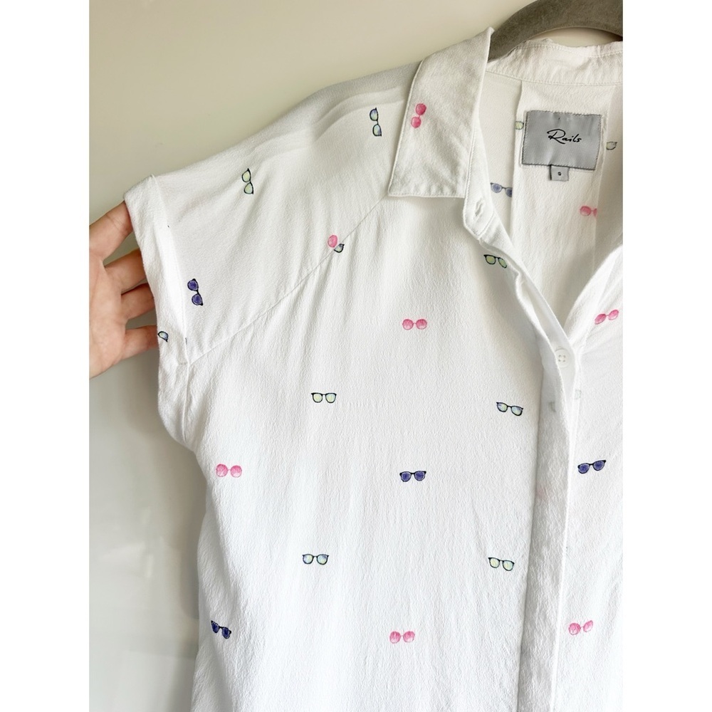 Rails Chase Sunglass Print Short Sleeve Button-Up… - image 6